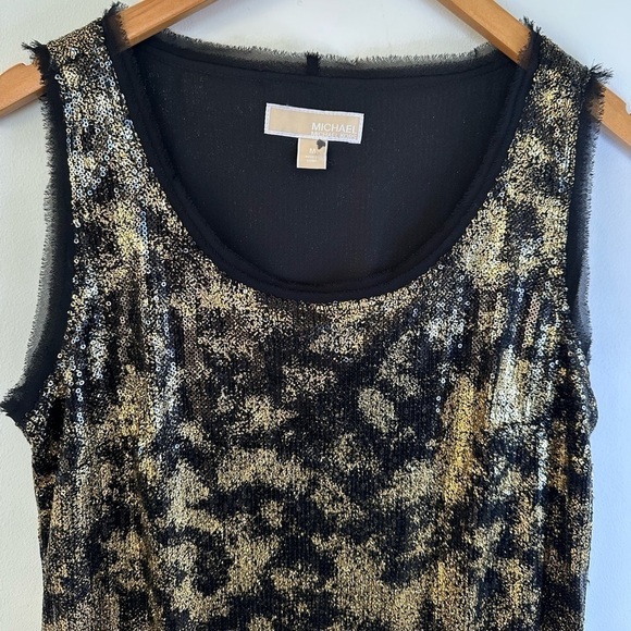 EUC Michael Kors Metallic Gold Sequins Sheath Dress - Picture 7 of 12